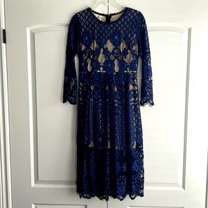 Medium lace blue and black lace midi dress